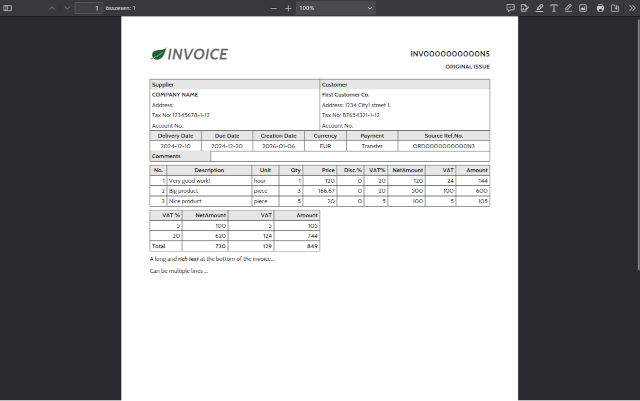 PDF Invoice example